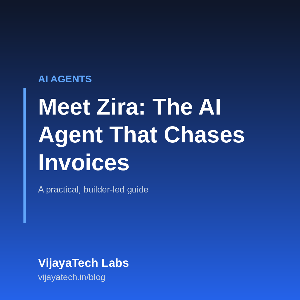 An autonomous AI agent named Zira monitoring a list of overdue invoices and sending follow-up messages